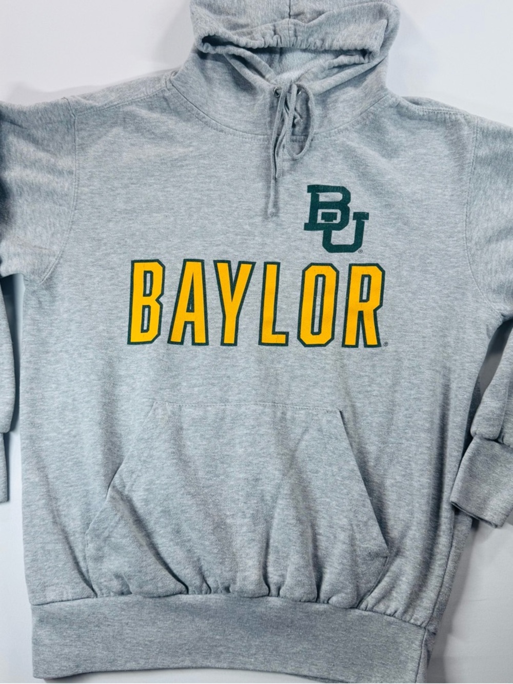 MV SPORT Baylor Bears NCAA Gray/Yellow/Green Sweatshirt Hoodie Unisex, Medium